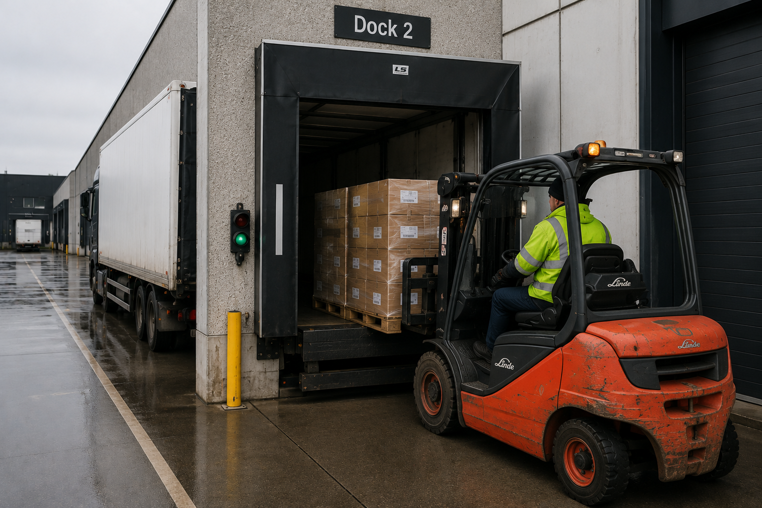 Pallets 1 to 4 being loaded at Dock 2